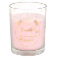 Bougie rose en verre imprimé doré Maisons du Monde