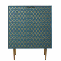 Buffet 2 portes bleu turquoise motifs graphiques dorés Barracuda Maisons du Monde