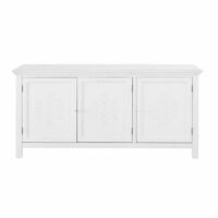 Buffet 3 portes en sapin blanc décor en relief Bianca Maisons du Monde