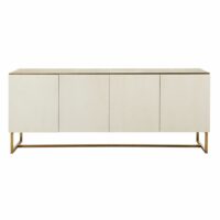 Buffet 4 portes imitation galuchat blanc cassé et métal Waldorf Maisons du Monde