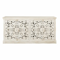 Buffet enfilade 4 portes en manguier massif sculpté blanc Kerala Maisons du Monde