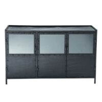 Buffet indus vitré en métal noir L 130 cm Edison Maisons du Monde