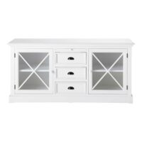 Buffet vitré en pin blanc mat L 163 cm Newport Maisons du Monde