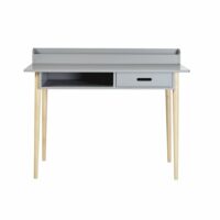 Bureau 1 tiroir gris pieds en chêne Galaxy Maisons du Monde