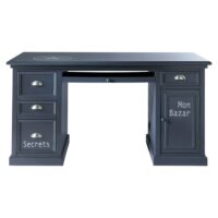 Bureau gris bleu 1 porte 4 tiroirs Newport Maisons du Monde