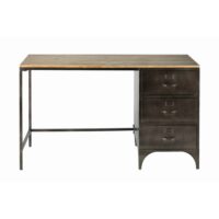 Bureau indus 3 tiroirs en métal et sapin Wayne Maisons du Monde