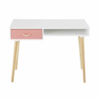 Bureau vintage 1 tiroir rose corail et blanc Tropicool Maisons du Monde