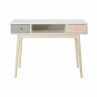 Bureau vintage blanc 2 tiroirs gris et rose Blush Maisons du Monde