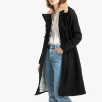 Caban long laine mélangée Jkt mainsail w Noir Schott