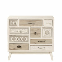 Cabinet de rangement 10 tiroirs en sapin blanc effet vieilli Rumba Maisons du Monde