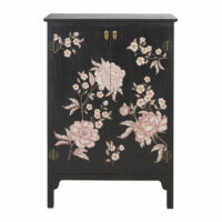 Cabinet de rangement 2 portes noir imprimé floral Mayli Maisons du Monde