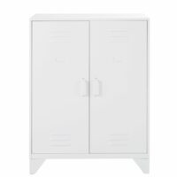 Cabinet de rangement indus 2 étagères en métal blanc Sunset Maisons du Monde