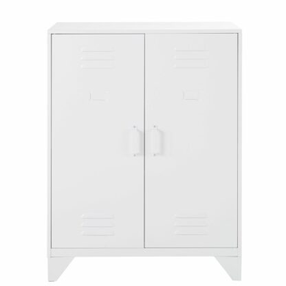 Cabinet de rangement indus 2 étagères en métal blanc Sunset Maisons du Monde