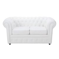 Canapé capitonné 2 places blanc Chesterfield Maisons du Monde