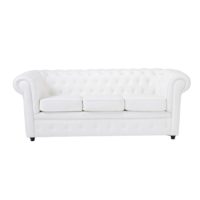 Canapé capitonné 3 places blanc Chesterfield Maisons du Monde