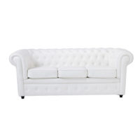 Canapé capitonné 3 places en cuir blanc Chesterfield Maisons du Monde