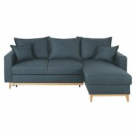 Canapé d'angle convertible 4/5 places bleu nuit Duke Maisons du Monde