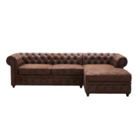 Canapé d'angle droit convertible 5 places en suédine marron Chesterfield Maisons du Monde