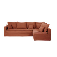 Canapé d'angle droit convertible 5 places terracotta Célestin Maisons du Monde