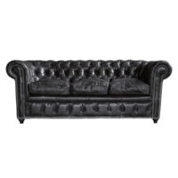 Canapé-lit 3 places en cuir noir Chesterfield Maisons du Monde