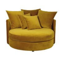 Canapé rond 1/2 places en velours jaune moutarde Dita Maisons du Monde