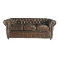 Canapé vintage 3 places en cuir capitonné Chesterfield Maisons du Monde