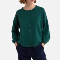 Cardigan long en laine en fine maille BILA Vert Harris wilson