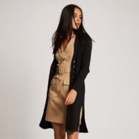 Cardigan long fendu Noir Morgan