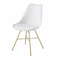 Chaise blanche et pieds en métal chromé doré Wembley Maisons du Monde