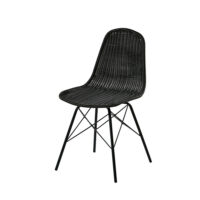 Chaise de jardin en acier et résine tressée noire Beckett Maisons du Monde