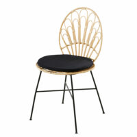 Chaise en rotin et métal noir Mahiti Maisons du Monde