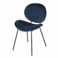 Chaise en velours bleu et métal noir Luna Maisons du Monde