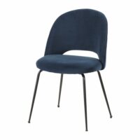 Chaise en velours bleu foncé et métal noir Isys Maisons du Monde