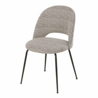 Chaise en velours imprimé noir et blanc et métal noir Isys Maisons du Monde