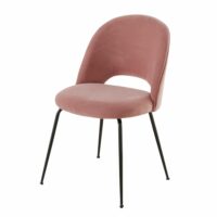 Chaise en velours rose et métal noir Isys Maisons du Monde