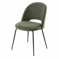 Chaise en velours vert kaki et métal noir Isys Maisons du Monde