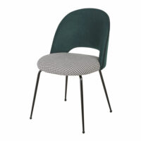 Chaise en velours vert sapin et imprimé pied de poule Isys Maisons du Monde