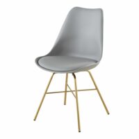 Chaise grise et pieds en métal chromé doré Wembley Maisons du Monde