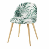 Chaise imprimé feuilles de palmier et bouleau massif Mauricette Maisons du Monde