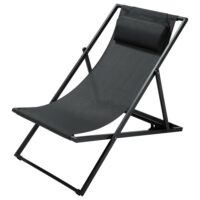 Chaise longue / chilienne pliante en métal gris anthracite Split Maisons du Monde