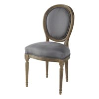 Chaise médaillon en lin et chêne massif taupe grisé Louis Maisons du Monde