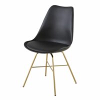 Chaise noire et pieds en métal chromé doré Wembley Maisons du Monde