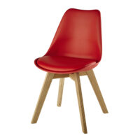 Chaise scandinave rouge et chêne massif Ice Maisons du Monde