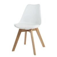 Chaise style scandinave blanche et chêne massif Ice Maisons du Monde