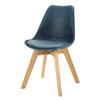 Chaise style scandinave bleu marine et chêne massif Ice Maisons du Monde