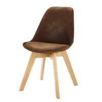 Chaise style scandinave en microsuède marron Ice Maisons du Monde