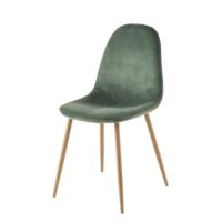 Chaise style scandinave en velours vert Clyde Maisons du Monde