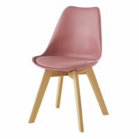 Chaise style scandinave rose et chêne Ice Maisons du Monde