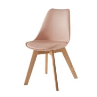 Chaise style scandinave rose poudré et chêne massif Ice Maisons du Monde