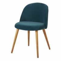 Chaise vintage en velours bleu et bouleau massif Mauricette Maisons du Monde